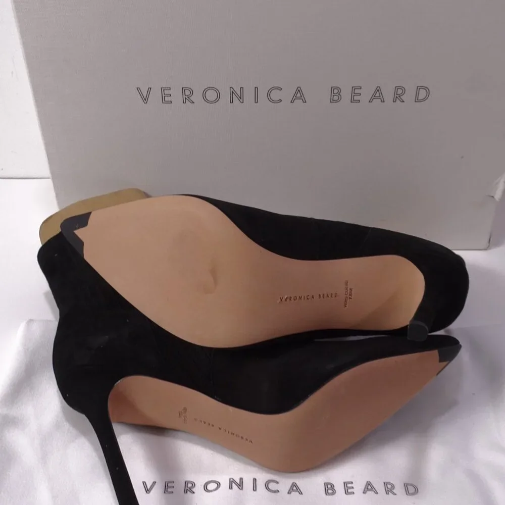 Veronica BEARD LISA STILETTO-HEEL BOOTIE Boots NIB 498 8.5 Black Suede